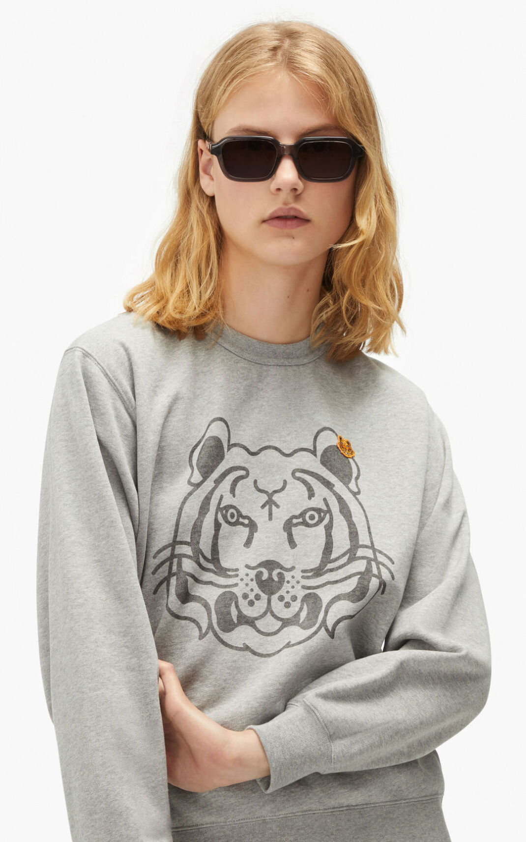 Kenzo K Tiger Sweatshirt Bayan Gri | 5290-CAOJW